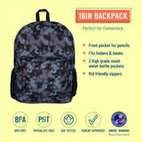 Black Camo 16 Inch Backpack