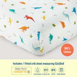 Jurassic Dinosaurs 100% Cotton Fitted Crib Sheet