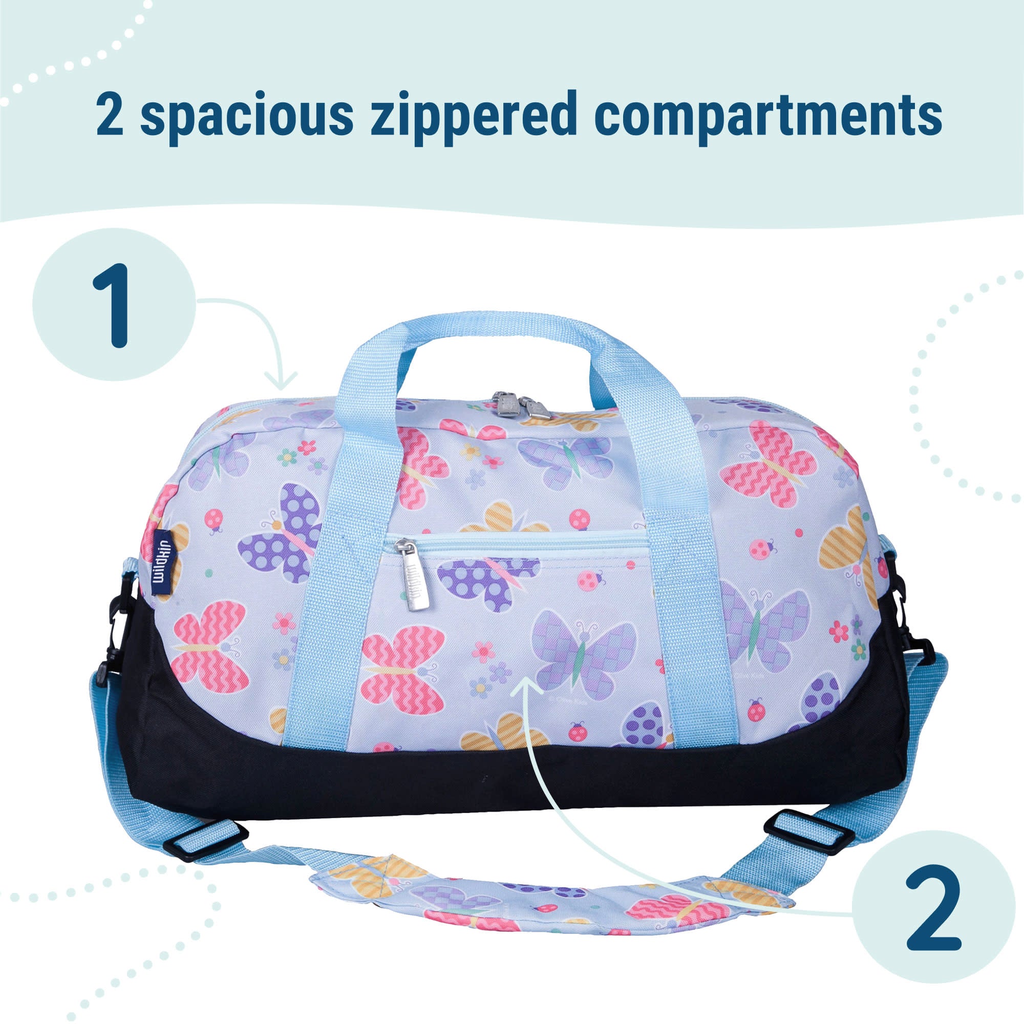 Butterfly Garden Blue Overnighter Duffel Bag