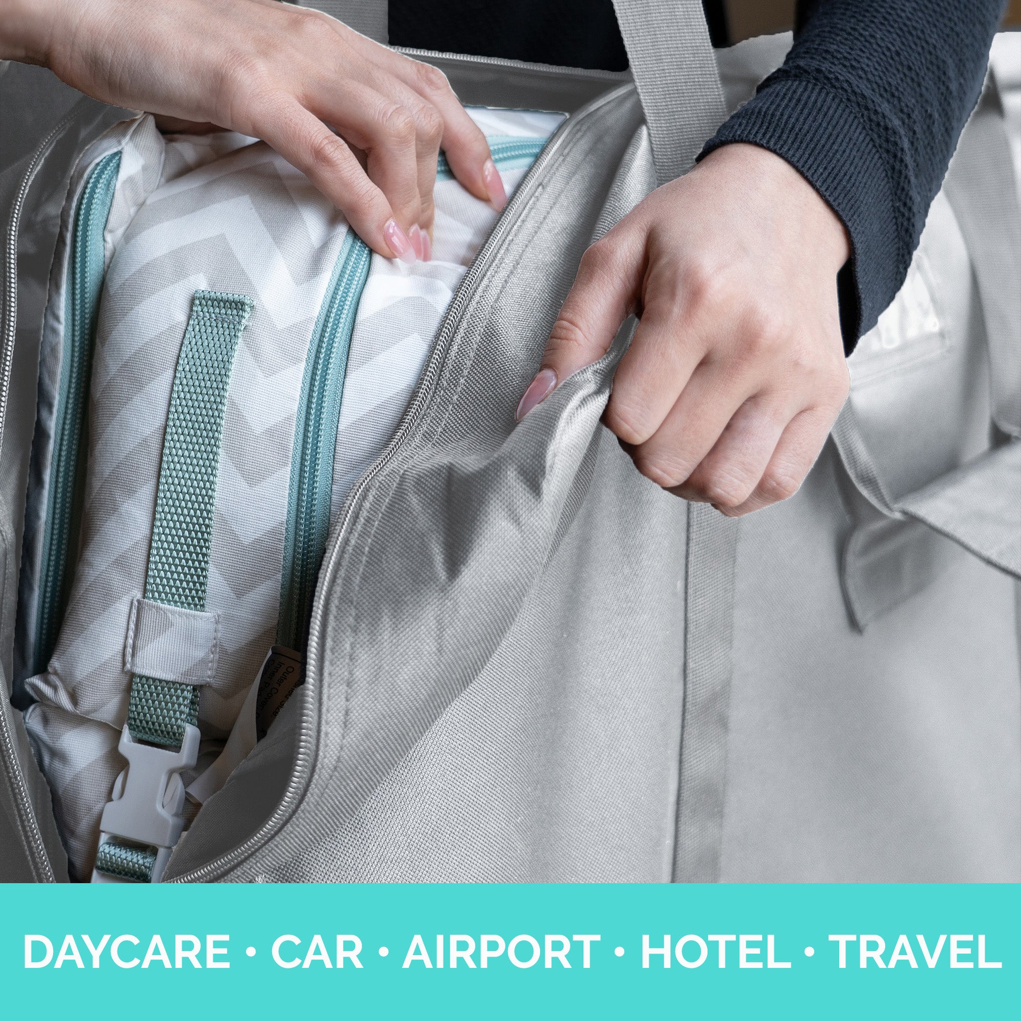 Grey Travel Bag and Transport Tote for Baby Lounger