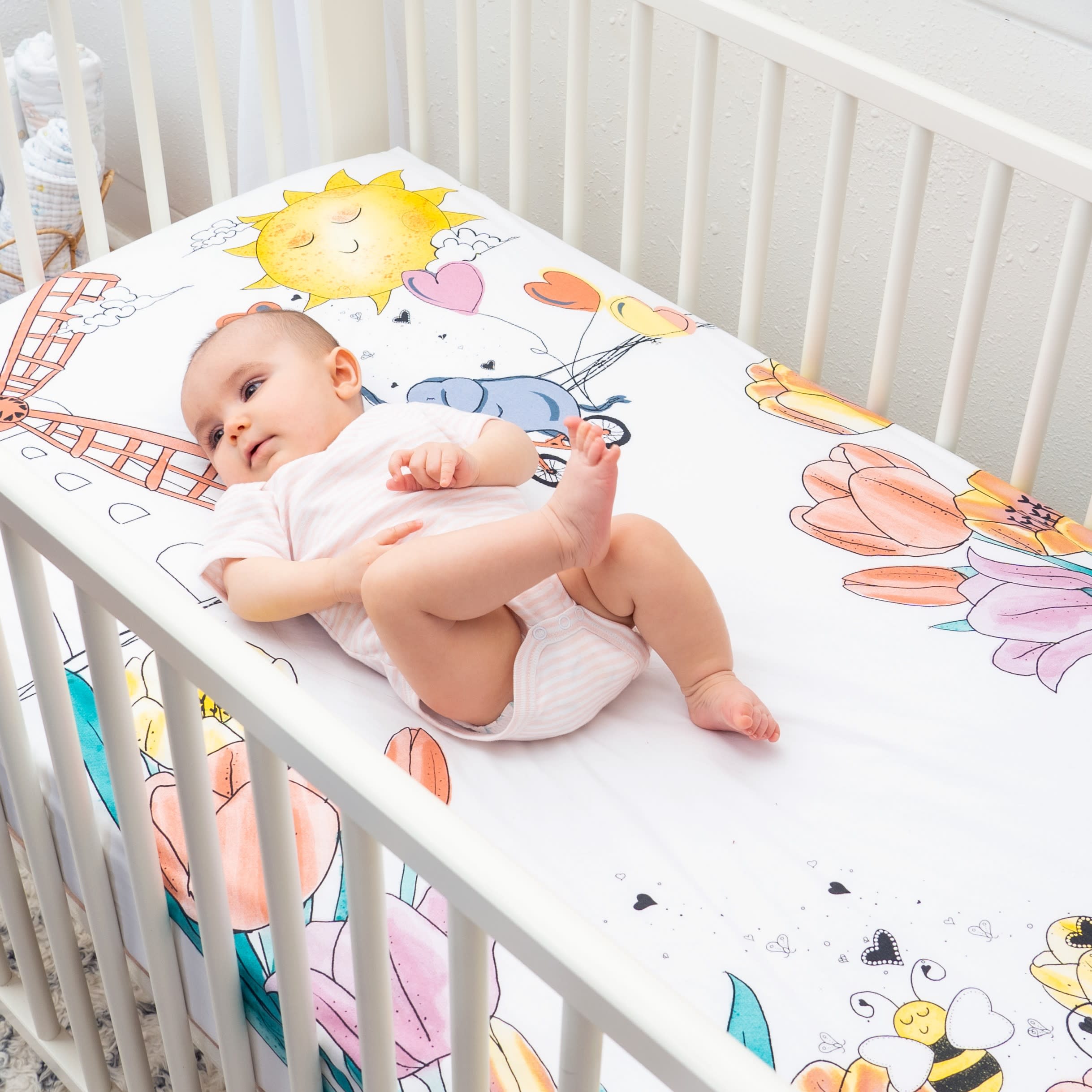 100% Cotton Fitted Crib Sheet - Tulip Fields