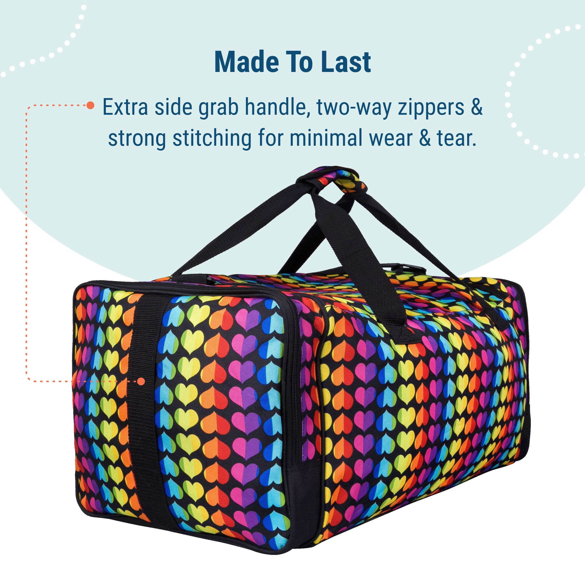 Rainbow Hearts Weekender Duffel Bag