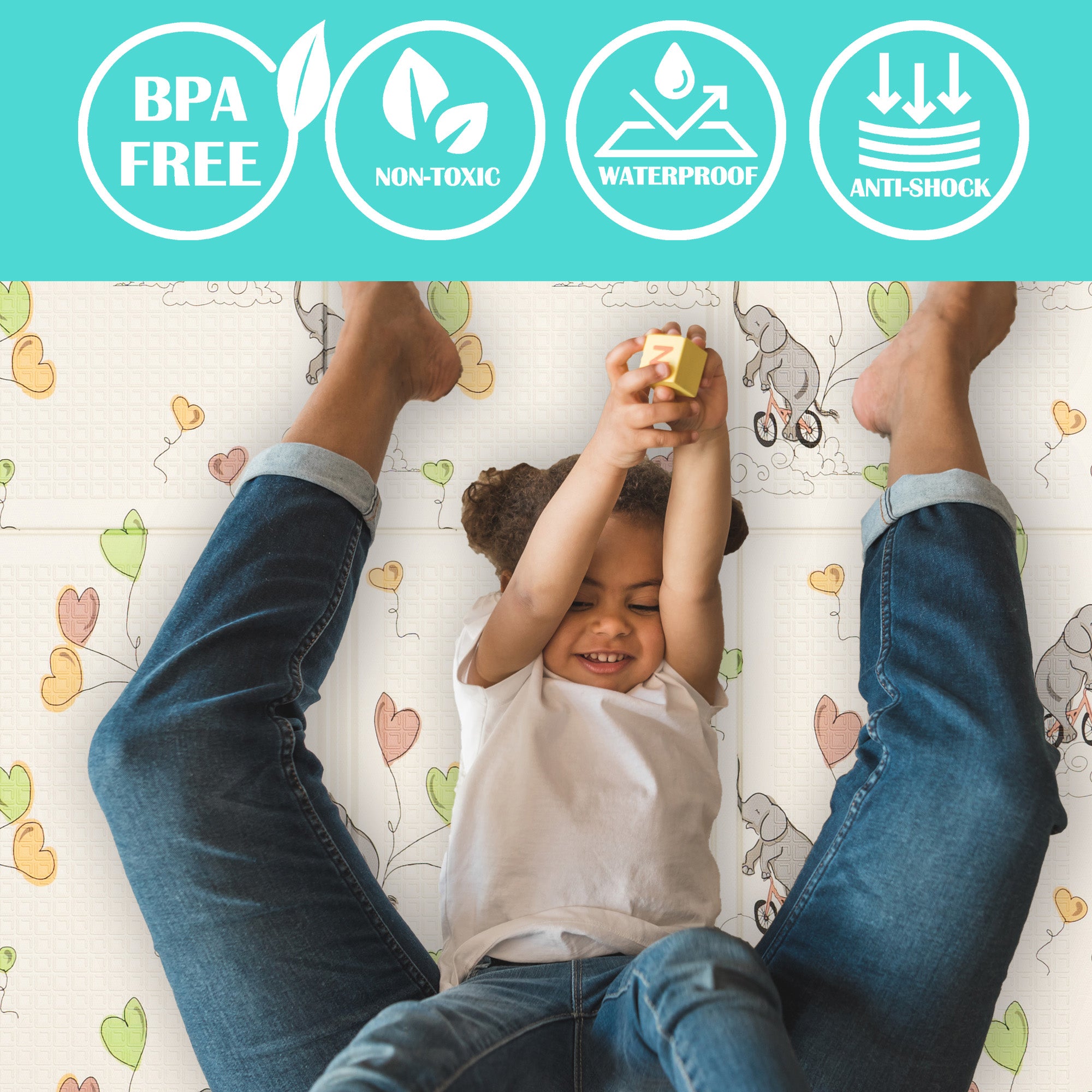 Large Play Mat - Elephant & Rainbow