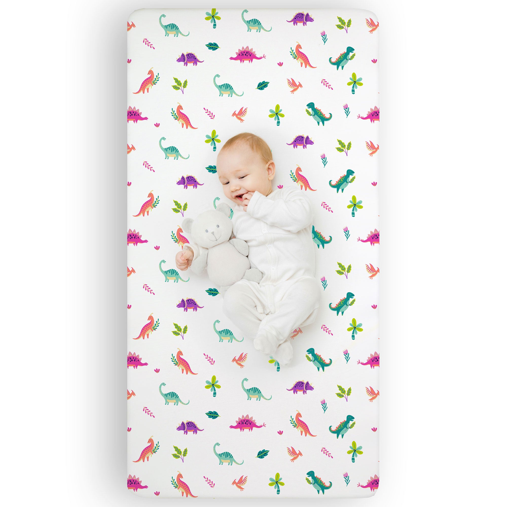 Darling Dinosaurs Microfiber Fitted Crib Sheet