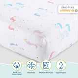 Unicorn 100% Cotton Flannel Fitted Crib Sheet