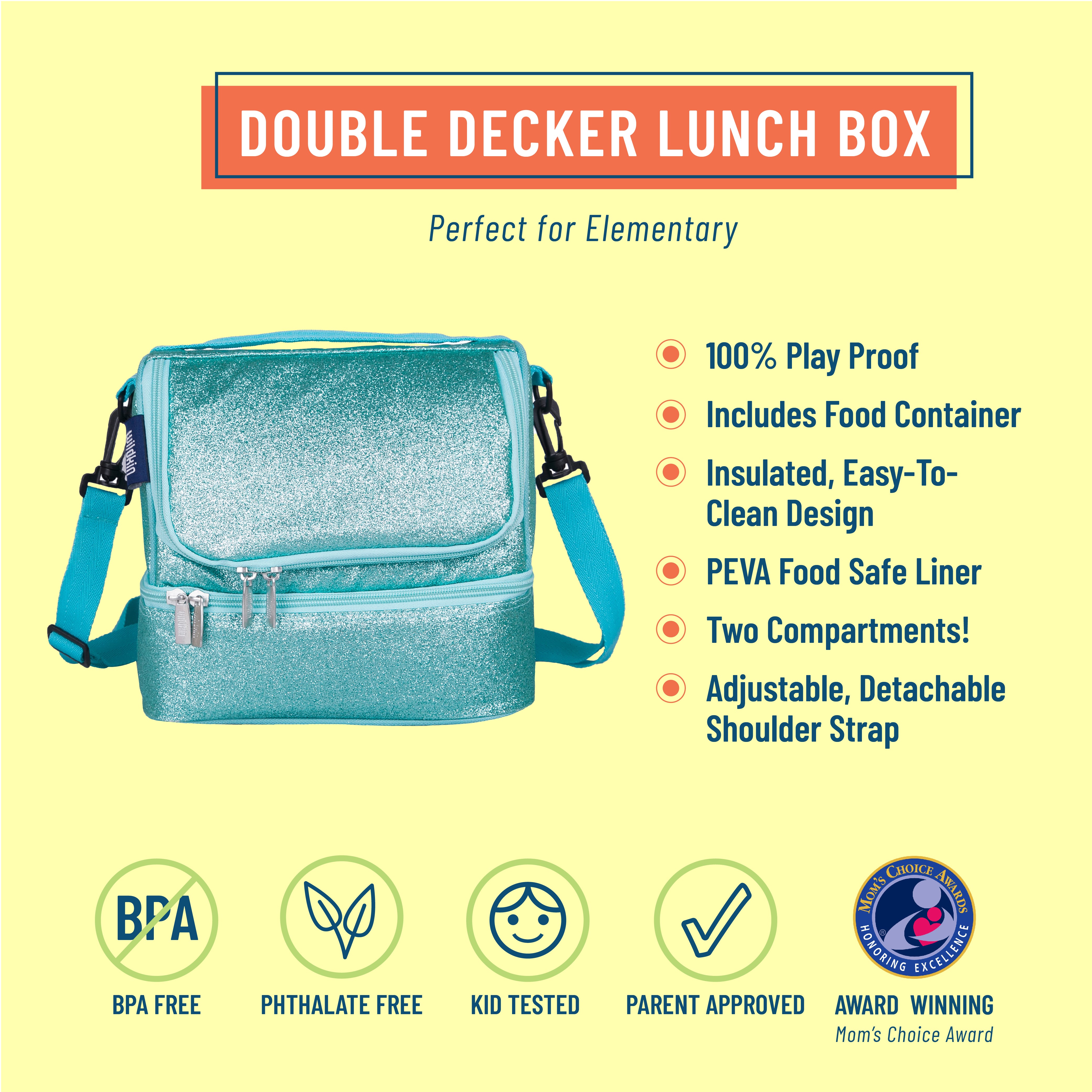 Blue Glitter Two Compartment Lunch Bag