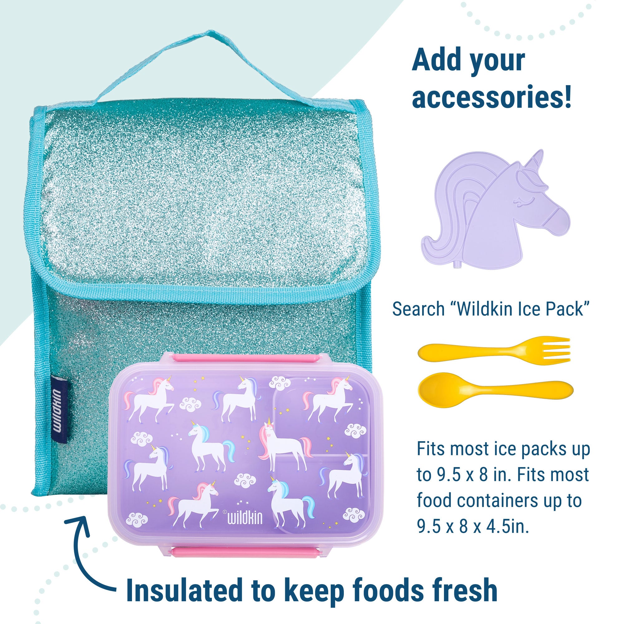 Blue Glitter Lunch Bag