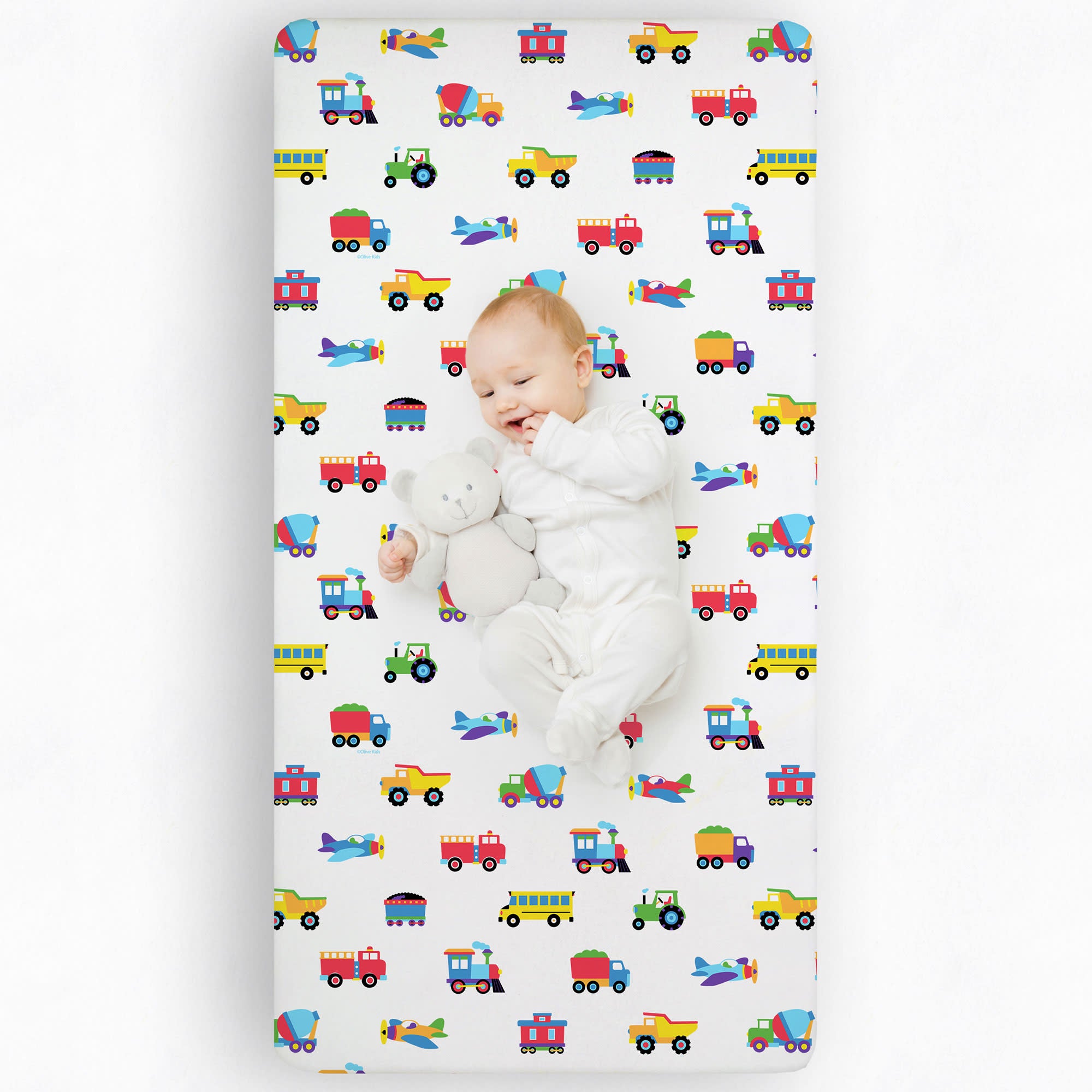 Trains, Planes & Trucks 100% Cotton Flannel Fitted Crib Sheet