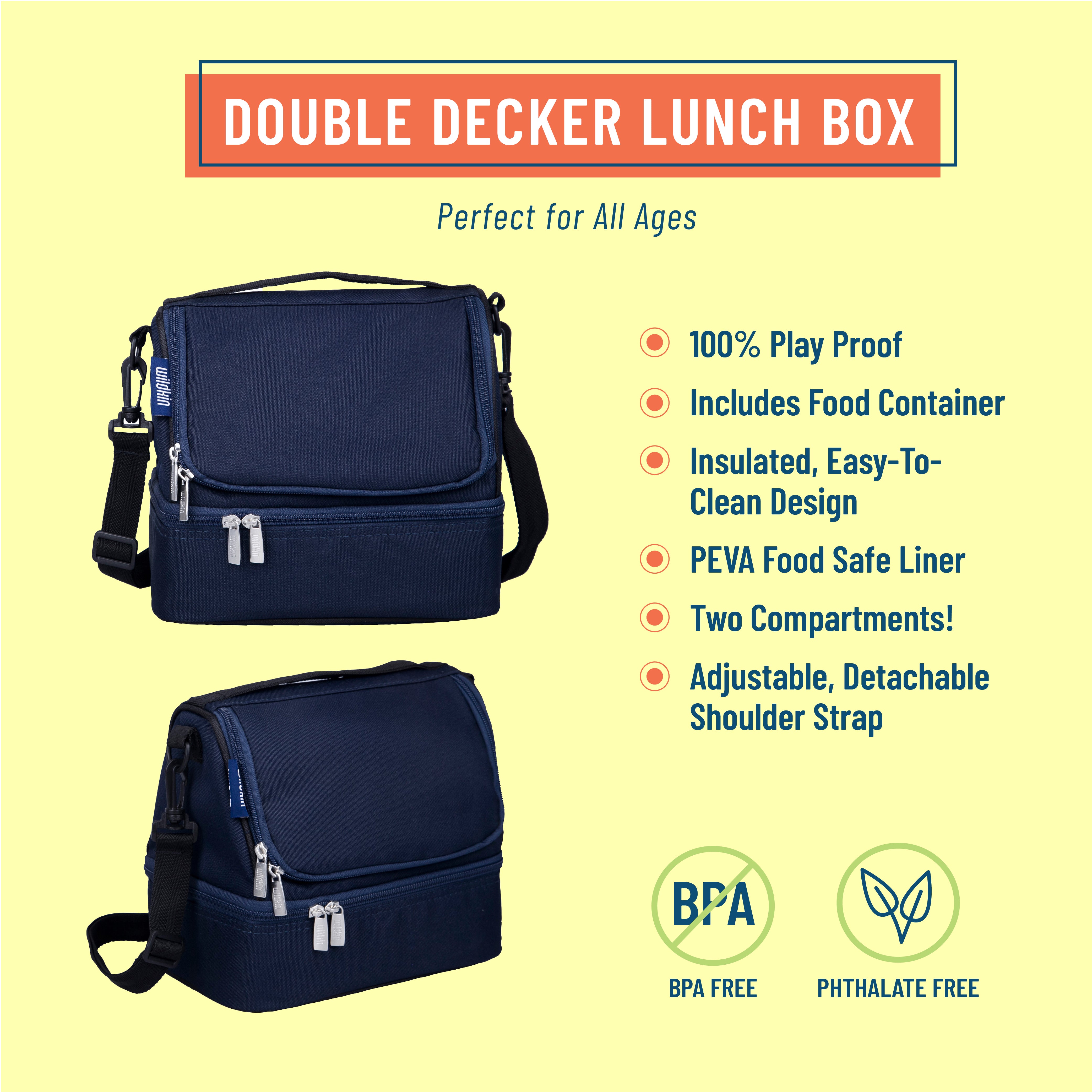 Whale Blue Two Compartment Lunch Bag