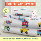 Trains, Planes & Trucks 100% Cotton Flannel Sheet Set