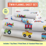 Trains, Planes & Trucks 100% Cotton Flannel Sheet Set