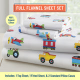 Trains, Planes & Trucks 100% Cotton Flannel Sheet Set