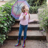 Rainbow Hearts Rain Boots