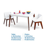 Modern Table & Chair Set - White Table Espresso Legs w/ White Chairs