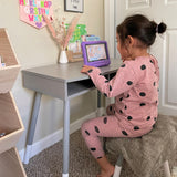 Premium Homework Desk and Stool Set  - Gray w/ White