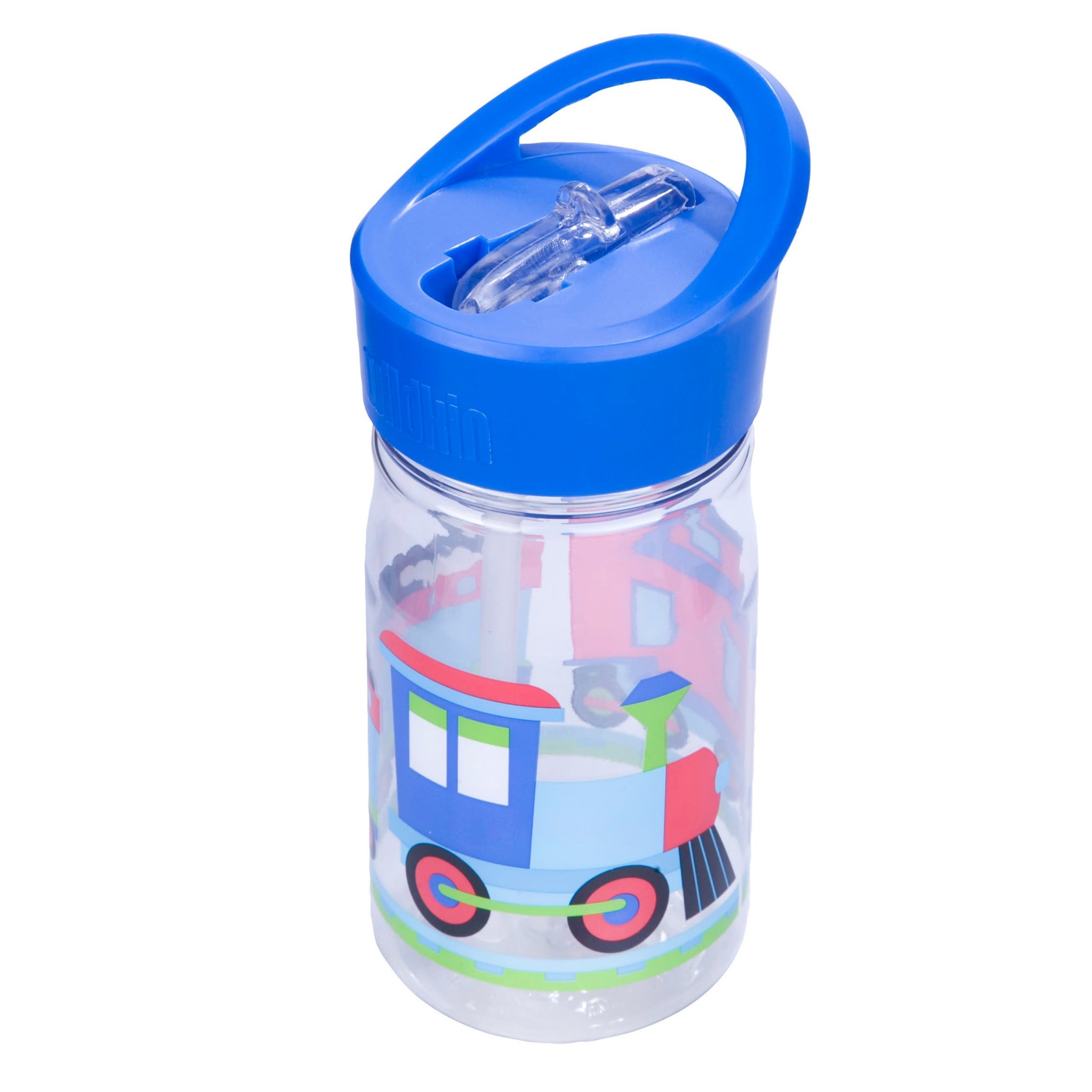 2 Pack Manna Kids Ollie Reusable Water Bottle Blue Clear Trains
