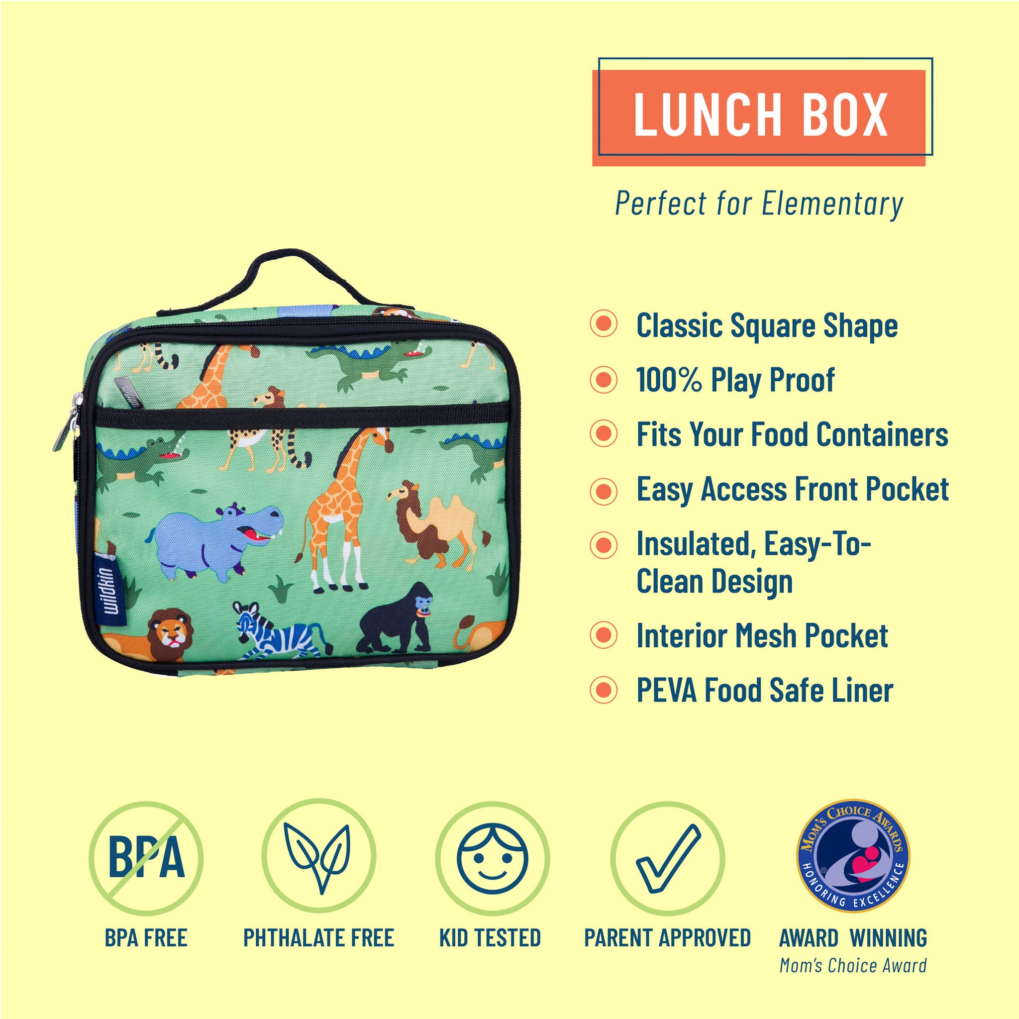 Wildkin Olive Kids Wild Animals Lunch Box - Green