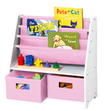 Sling Bookshelf w/ Storage - White w/ Pink Canvas