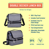 Gray Tweed Two Compartment Lunch Bag