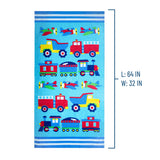 Trains, Planes & Trucks 100% Cotton Beach Towel