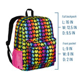 Rainbow Hearts 16 Inch Backpack