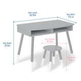 Premium Homework Desk and Stool Set  - Gray w/ White