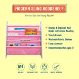 Modern Sling Bookshelf- White w/ Pink