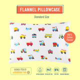Trains, Planes & Trucks 100% Cotton Flannel Pillowcase - Standard