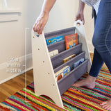 Modern Sling Bookshelf - White w/ Gray