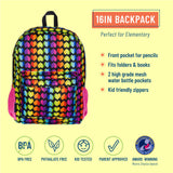 Rainbow Hearts 16 Inch Backpack