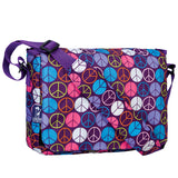 Peace Signs Purple 13 Inch x 10 Inch Messenger Bag