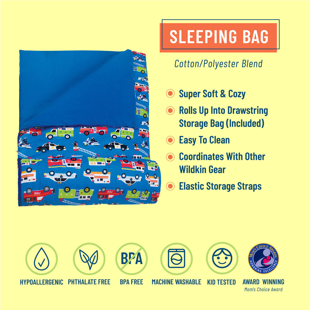 Wildkin Sleeping Bag|Kids Sleeping Bags|Toddler Sleeping Bags-Heroes