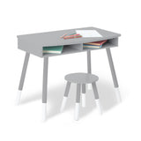 Premium Homework Desk and Stool Set  - Gray w/ White