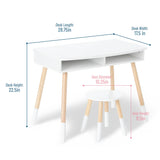 Premium Homework Desk and Stool Set -  White w/ Natural