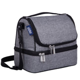 Gray Tweed Two Compartment Lunch Bag