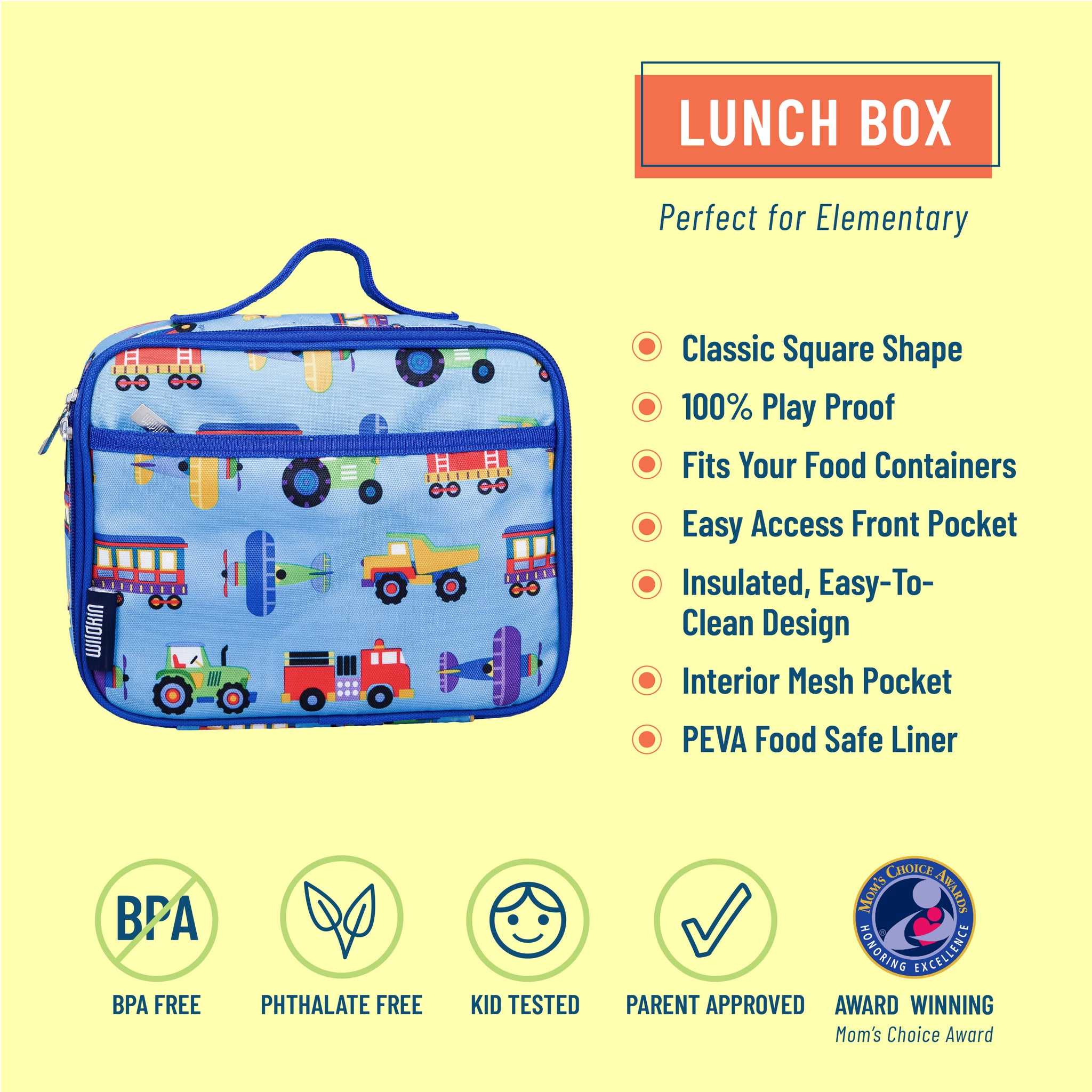 Kids Lunch Box for Girls and Boys Toddler Insulated Lunch Bag for School  (Car) 