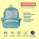 Blue Glitter 17 inch Backpack