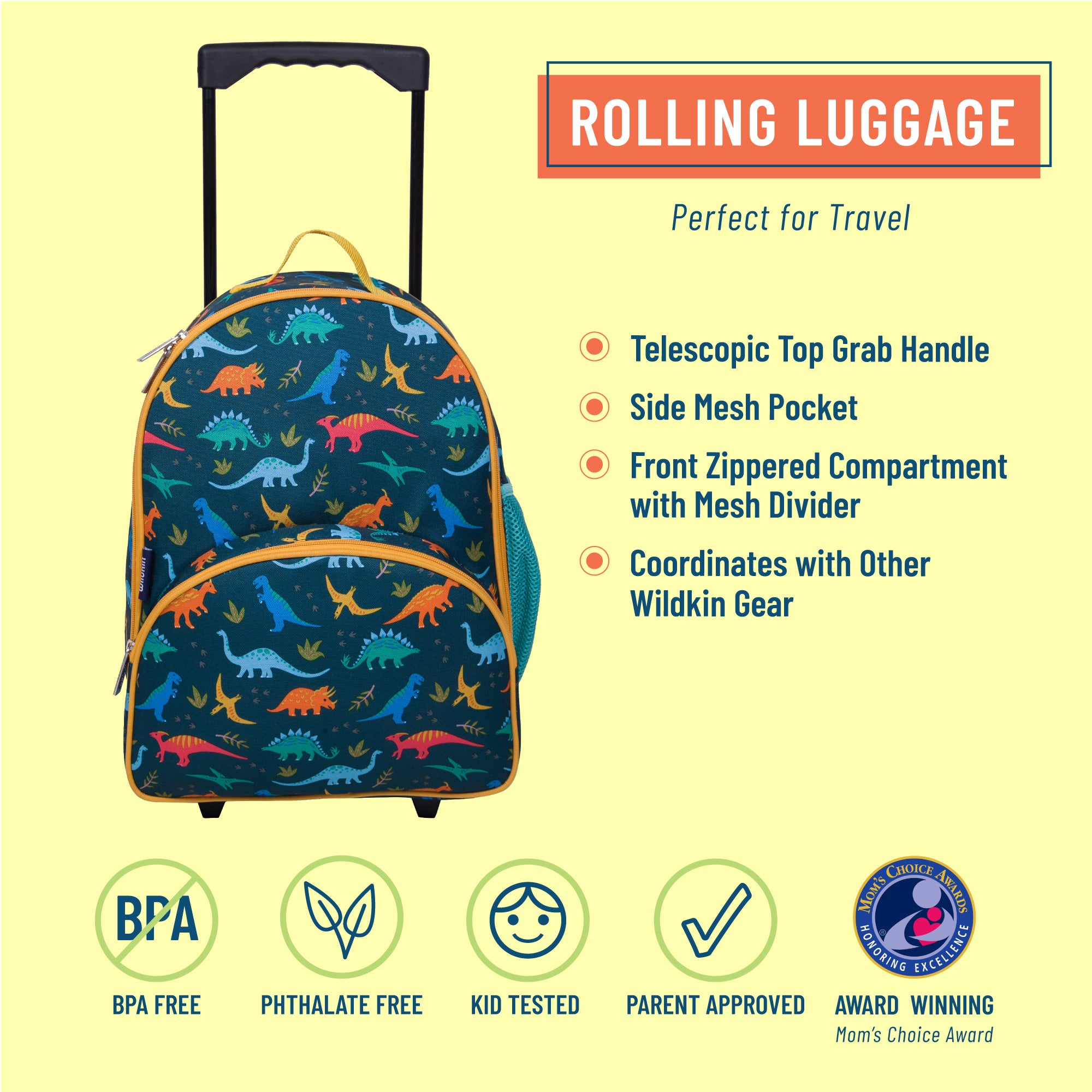 Wildkin Kids Rolling Luggage, Kids Luggage