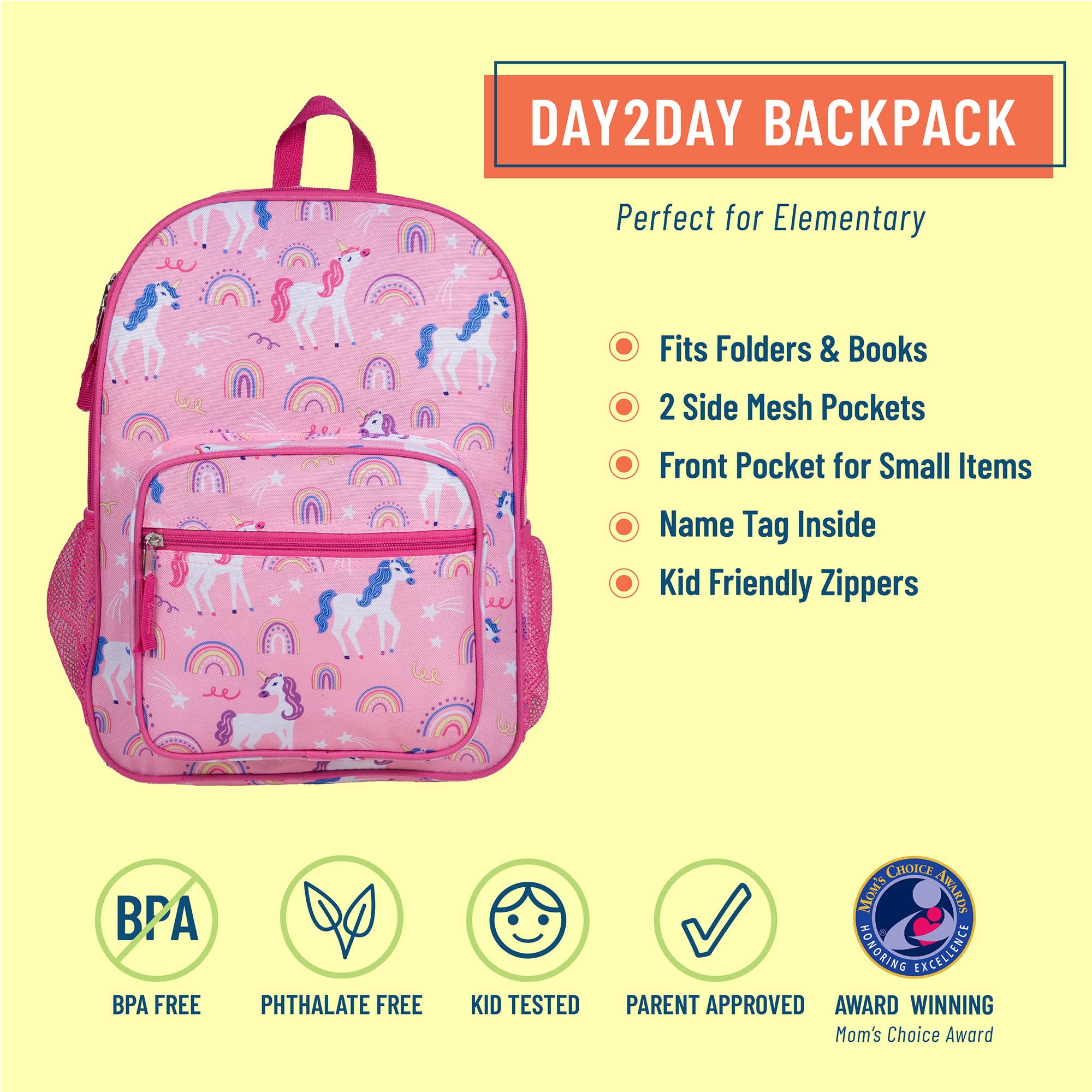 Wildkin 12-Inch Kids Backpack , Perfect for Daycare and Preschool, Ideal  for School & Travel Toddler Backpacks (Rainbow Unicorns)