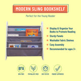 Modern Sling Bookshelf - White w/ Gray