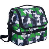 Green Camo Two Compartment Lunch Bag