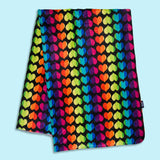 Rainbow Hearts Plush Throw Blanket
