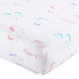 Unicorn 100% Cotton Flannel Fitted Crib Sheet
