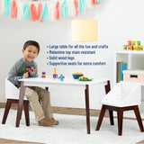 Modern Table & Chair Set - White Table Espresso Legs w/ White Chairs