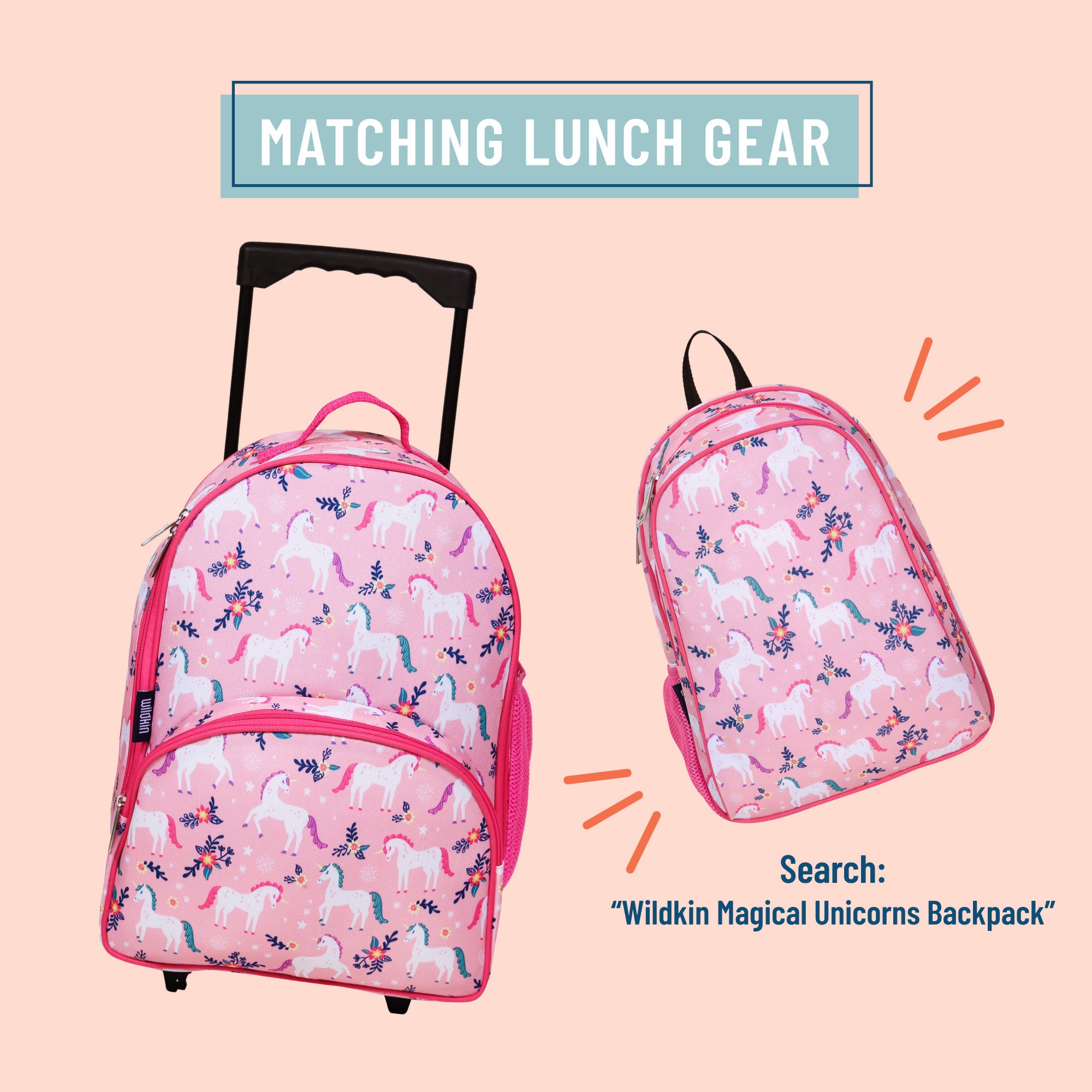 Wildkin Magical Unicorns Clip-In Lunch Box Pink
