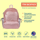 Pink Glitter 17 inch Backpack