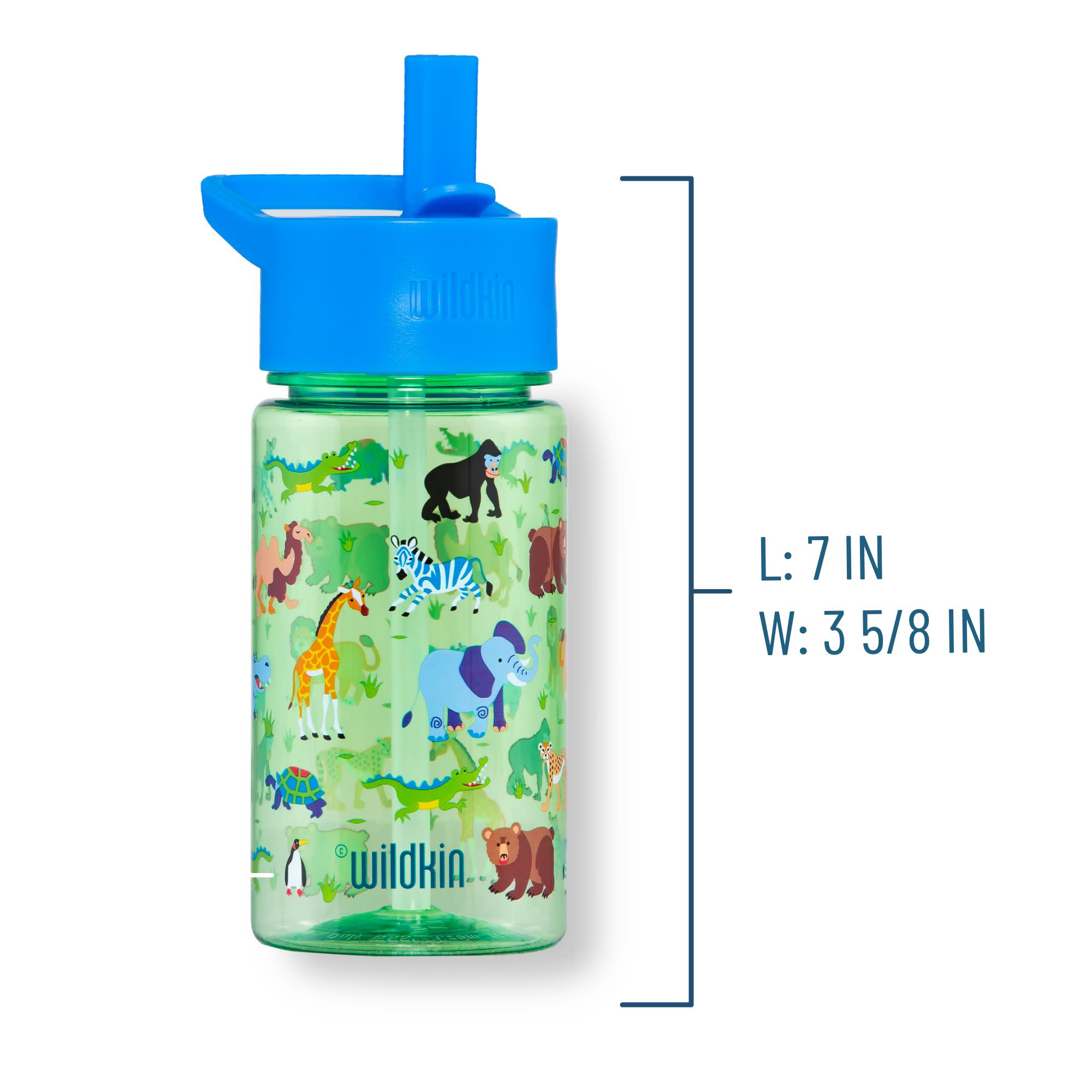 Wildkin Kids Reusable 16 Ounce Water Bottle for Boys and Girls Features  Straw Top and Carrying Handle Ideal Size for School or Travel Easy to Clean  (Heroes)