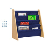 Sling Book Shelf - Natural w/ Blue