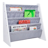 Premium Sling Bookshelf - White w/ Gray